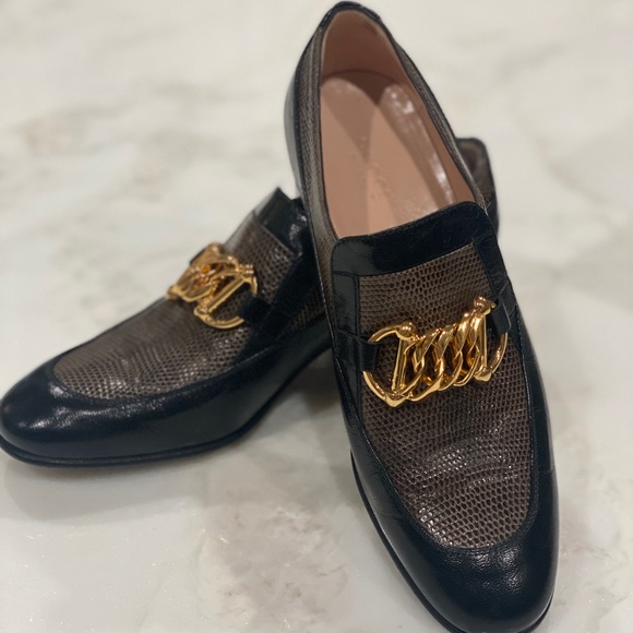 Gucci   Ebal Horsebit Lizard-Embossed Leather Chain Loafers  Size 39. - Picture 14 of 17